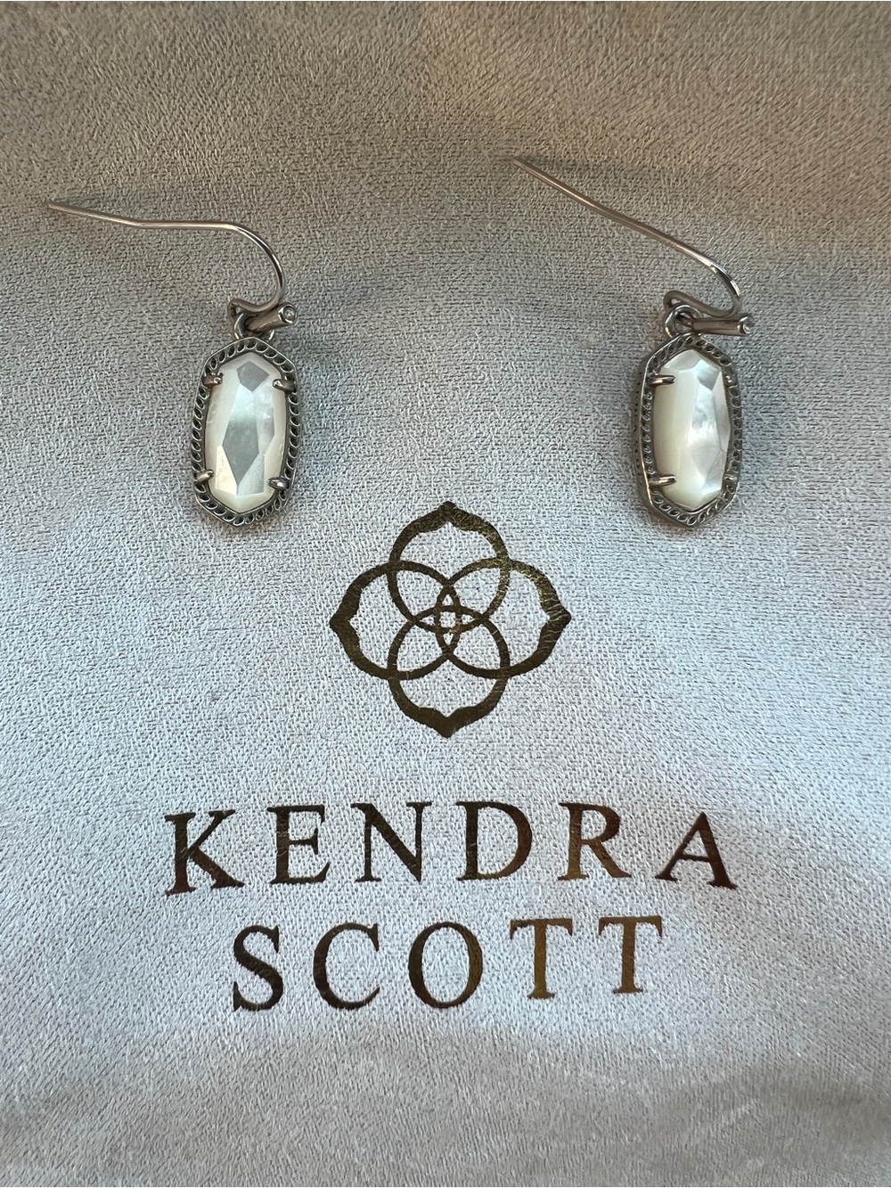 Kendra Scott White Faceted Oval Dangle Earrings